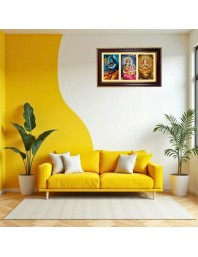 Shiva-Parvti-Ganesha Photo Frame 14x10 Inch | Glossy Maroon Polystyrene Frame | Divine Wall & Table Decor | Temple Decoration & Gift Item (Pack Of 1) (F21006)