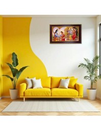 Lord Ram Sita Photo Frame 12x8 Inch | Glossy Maroon Polystyrene Frame | Divine Wall & Table Decor | Temple Decoration & Gift Item (Pack Of 1) (F20231)