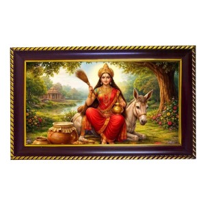 Mata Shailputri Photo Frame 8x4 Inch | Glossy Maroon Polystyrene Frame | Divine Wall & Table Decor | Temple Decoration & Gift Item (Pack Of 1) (F20707)