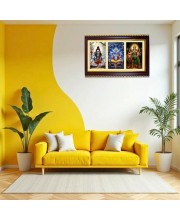Shiva-Vishnu-Durga Photo Frame 12x8 Inch | Glossy Maroon Polystyrene Frame | Divine Wall & Table Decor | Temple Decoration & Gift Item (Pack Of 1) (F21371)