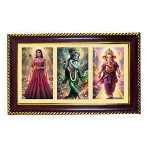 Radha-Krishna-Ganpati Photo Frame 8x4 Inch | Glossy Maroon Polystyrene Frame | Divine Wall & Table Decor | Temple Decoration & Gift Item (Pack Of 1) (F21337) Radha-Krishna-Ganpati Photo Frame 8x4 Inch | Glossy Maroon Polystyrene Frame | Divine Wall & Table Decor | Temple Decoration & Gift Item (Pack Of 1) (F21337)