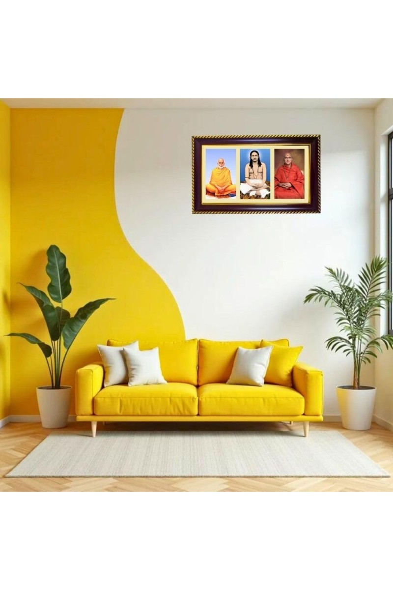 Swami Vivekananda, Ramkrishna Paramahansa, And Sarada Maa Photo Frame 8x4 Inch | Glossy Maroon Polystyrene Frame | Divine Wall & Table Decor | Temple Decoration & Gift Item (Pack Of 1) (F21488)