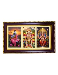 Shiva-Murgun-Ganesha Photo Frame 10x6 Inch | Glossy Maroon Polystyrene Frame | Divine Wall & Table Decor | Temple Decoration & Gift Item (Pack Of 1) (F20920)