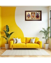 Vishnu-Krishna-Shiva Photo Frame 10x6 Inch | Glossy Maroon Polystyrene Frame | Divine Wall & Table Decor | Temple Decoration & Gift Item (Pack Of 1) (F21436)
