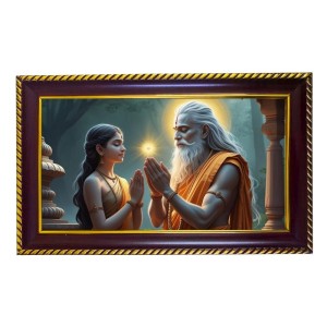 Mata Sita Photo Frame 8x4 Inch | Glossy Maroon Polystyrene Frame | Divine Wall & Table Decor | Temple Decoration & Gift Item (Pack Of 1) (F20444)