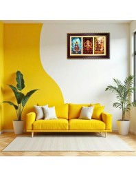 Shiva-Ganpati-Nandi Photo Frame 8x4 Inch | Glossy Maroon Polystyrene Frame | Divine Wall & Table Decor | Temple Decoration & Gift Item (Pack Of 1) (F20845)