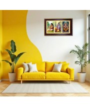Radha-Krishna-Ganesha Photo Frame 12x8 Inch | Glossy Maroon Polystyrene Frame | Divine Wall & Table Decor | Temple Decoration & Gift Item (Pack Of 1) (F21305)
