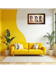 Krishna Photo Frame 10x6 Inch | Glossy Maroon Polystyrene Frame | Divine Wall & Table Decor | Temple Decoration & Gift Item (Pack Of 1) (F20815)