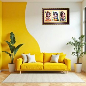 Krishna Photo Frame 10x6 Inch | Glossy Maroon Polystyrene Frame | Divine Wall & Table Decor | Temple Decoration & Gift Item (Pack Of 1) (F20815)