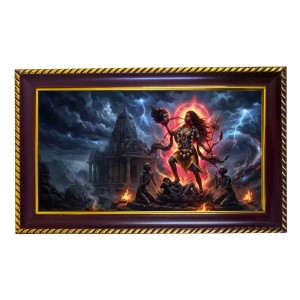 Mata Kali Photo Frame 12x8 Inch | Glossy Maroon Polystyrene Frame | Divine Wall & Table Decor | Temple Decoration & Gift Item (Pack Of 1) (F20388) Mata Kali Photo Frame 12x8 Inch | Glossy Maroon Polystyrene Frame | Divine Wall & Table Decor | Temple Decoration & Gift Item (Pack Of 1) (F20388)
