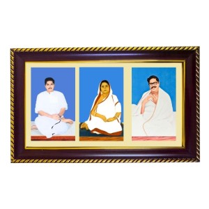 Sri Thakur Anukul Chandra, Baroma, And Barda. Photo Frame 10x6 Inch | Glossy Maroon Polystyrene Frame | Divine Wall & Table Decor | Temple Decoration & Gift Item (Pack Of 1) (F21252)