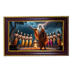 Rishi Vishvamitra Photo Frame 8x4 Inch | Glossy Maroon Polystyrene Frame | Divine Wall & Table Decor | Temple Decoration & Gift Item (Pack Of 1) (F20480)