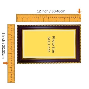 Lakshmi-Ganesha-Kartikeya Photo Frame 8x4 Inch | Glossy Maroon Polystyrene Frame | Divine Wall & Table Decor | Temple Decoration & Gift Item (Pack Of 1) (F20751)