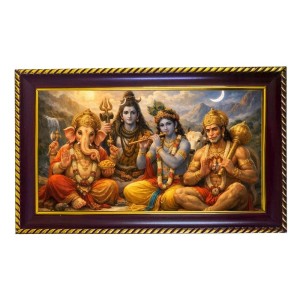 Lord Shiva Ganesha Krishna Hanuman Photo Frame 8x4 Inch | Glossy Maroon Polystyrene Frame | Divine Wall & Table Decor | Temple Decoration & Gift Item (Pack Of 1) (F20112)