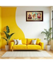 Shiva-Sarswati-Ganesha Photo Frame 10x6 Inch | Glossy Maroon Polystyrene Frame | Divine Wall & Table Decor | Temple Decoration & Gift Item (Pack Of 1) (F21013)