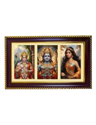 Hanuman-Ram-Sita Photo Frame 12x8 Inch | Glossy Maroon Polystyrene Frame | Divine Wall & Table Decor | Temple Decoration & Gift Item (Pack Of 1) (F20966)