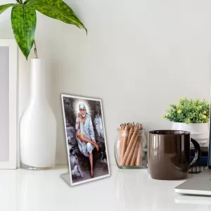 Car Desk/Table Top Shirdi Sai Baba Acrylic L-Style Photo Stand - 2.5x3.5 Inches, Compact And Stylish Spiritual Display (F6693) Car Desk/Table Top Shirdi Sai Baba Acrylic L-Style Photo Stand - 2.5x3.5 Inches, Compact And Stylish Spiritual Display (F6693)