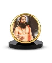 Car Dashboard/Table Top Saint Samarth Ramdas Swami Metal Golden Photo Stand  2x2 Inches, Compact & Stylish Spiritual Display For Car, Home & Office (Pack Of 1) (F24833)