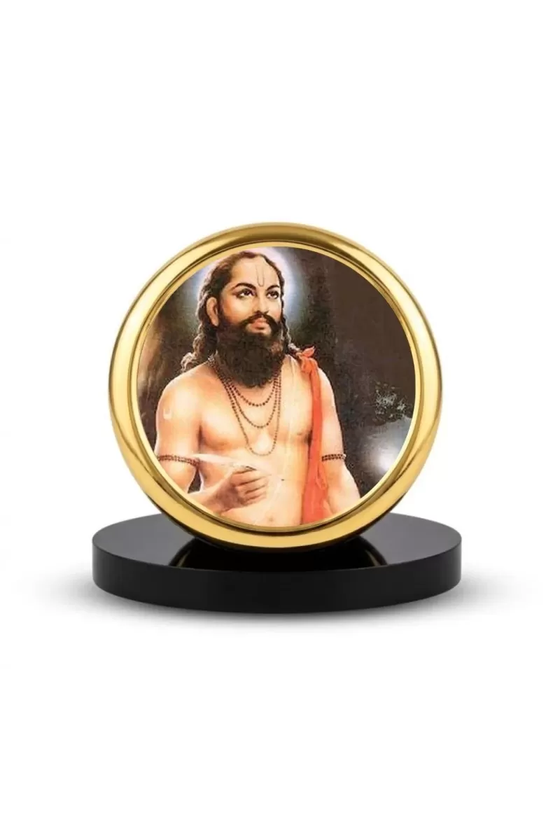 Car Dashboard/Table Top Saint Samarth Ramdas Swami Metal Golden Photo Stand  2x2 Inches, Compact & Stylish Spiritual Display For Car, Home & Office (Pack Of 1) (F24833)