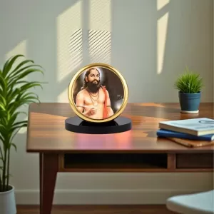 Car Dashboard/Table Top Saint Samarth Ramdas Swami Metal Golden Photo Stand  2x2 Inches, Compact & Stylish Spiritual Display For Car, Home & Office (Pack Of 1) (F24833)