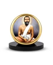 Car Dashboard/Table Top Sri Ramakrishna Paramahamsa Metal Golden Photo Stand  2x2 Inches, Compact & Stylish Spiritual Display For Car, Home & Office (Pack Of 1) (F24578)
