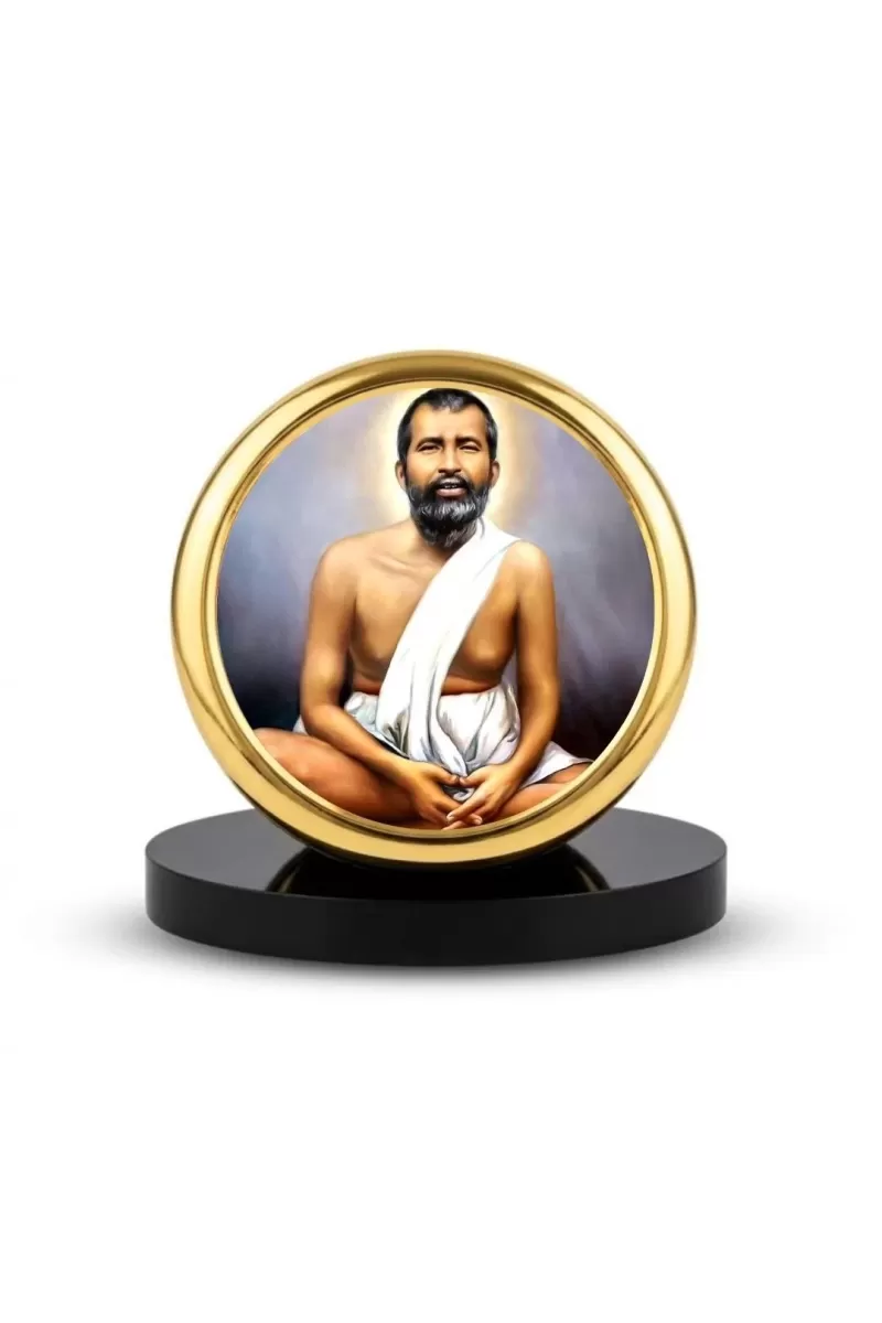 Car Dashboard/Table Top Sri Ramakrishna Paramahamsa Metal Golden Photo Stand  2x2 Inches, Compact & Stylish Spiritual Display For Car, Home & Office (Pack Of 1) (F24578)