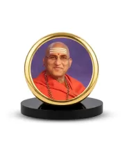 Car Dashboard/Table Top Swami Avdheshanand Giri Metal Golden Photo Stand  2x2 Inches, Compact & Stylish Spiritual Display For Car, Home & Office (Pack Of 1) (F24837)