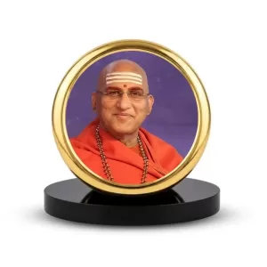 Car Dashboard/Table Top Swami Avdheshanand Giri Metal Golden Photo Stand  2x2 Inches, Compact & Stylish Spiritual Display For Car, Home & Office (Pack Of 1) (F24837)