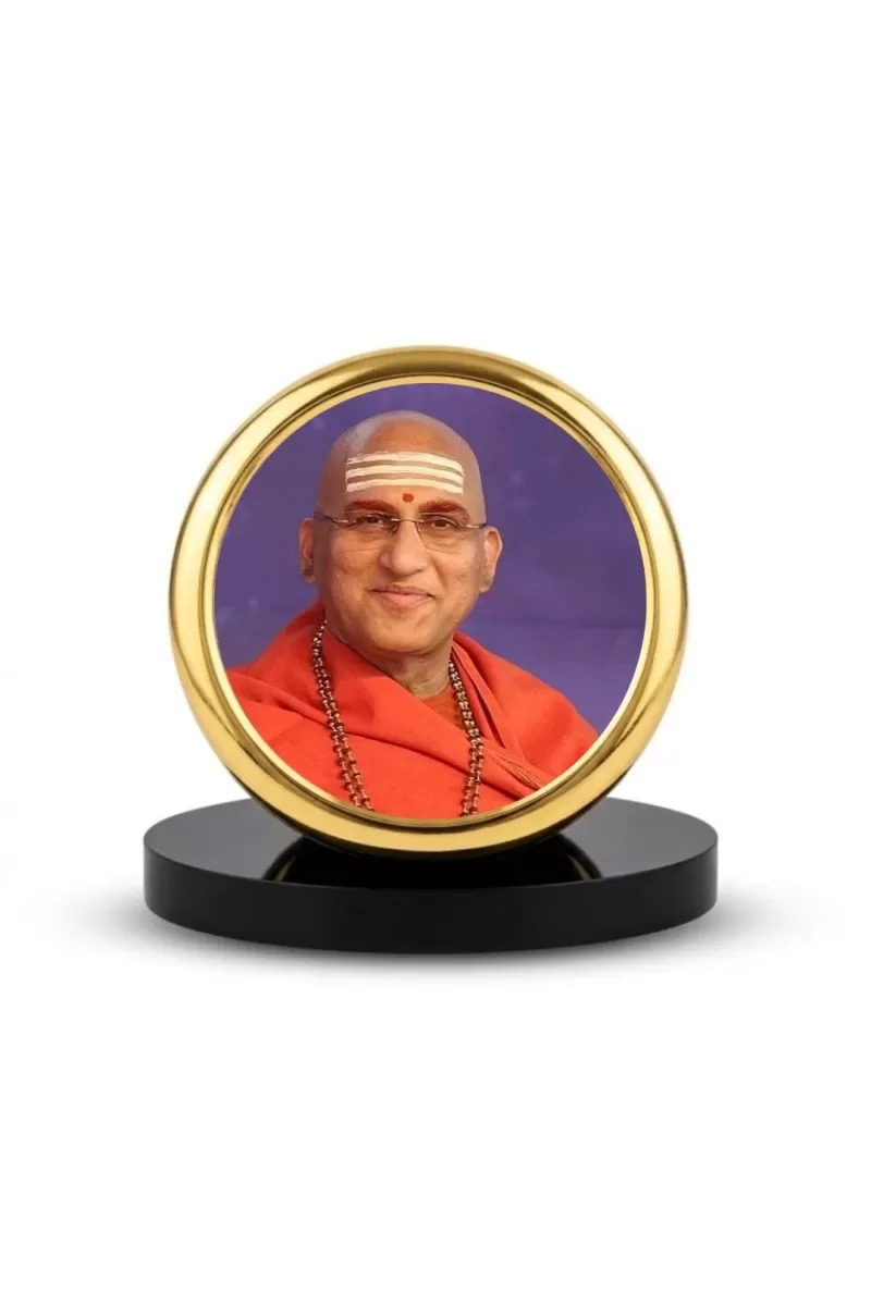 Car Dashboard/Table Top Swami Avdheshanand Giri Metal Golden Photo Stand  2x2 Inches, Compact & Stylish Spiritual Display For Car, Home & Office (Pack Of 1) (F24837)