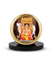 Car Dashboard/Table Top  Sri Raghavendra Swamy Metal Golden Photo Stand  2x2 Inches, Compact & Stylish Spiritual Display For Car, Home & Office (Pack Of 1) (F24579)