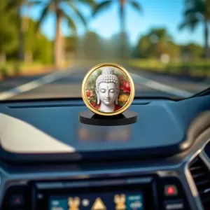 Car Dashboard/Table Top Gautama Buddha Metal Golden Photo Stand 2x2 Inches, Compact & Stylish Spiritual Display For Car, Home & Office (Pack Of 1) (F24581) Car Dashboard/Table Top Gautama Buddha Metal Golden Photo Stand 2x2 Inches, Compact & Stylish Spiritual Display For Car, Home & Office (Pack Of 1) (F24581)