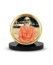 Car Dashboard/Table Top Swami Chinmayananda Ji Metal Golden Photo Stand  2x2 Inches, Compact & Stylish Spiritual Display For Car, Home & Office (Pack Of 1) (F24583)