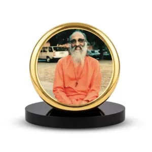 Car Dashboard/Table Top Swami Chinmayananda Ji Metal Golden Photo Stand  2x2 Inches, Compact & Stylish Spiritual Display For Car, Home & Office (Pack Of 1) (F24583)