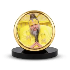 Car Dashboard/Table Top Shri Premanand Ji Maharaj Metal Golden Photo Stand 2x2 Inches, Compact & Stylish Spiritual Display For Car, Home & Office (Pack Of 1) (F24585) Car Dashboard/Table Top Shri Premanand Ji Maharaj Metal Golden Photo Stand 2x2 Inches, Compact & Stylish Spiritual Display For Car, Home & Office (Pack Of 1) (F24585)