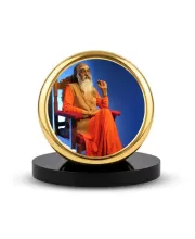 Car Dashboard/Table Top Swami Chinmayananda Ji Metal Golden Photo Stand  2x2 Inches, Compact & Stylish Spiritual Display For Car, Home & Office (Pack Of 1) (F24587)