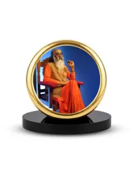 Car Dashboard/Table Top Swami Chinmayananda Ji Metal Golden Photo Stand  2x2 Inches, Compact & Stylish Spiritual Display For Car, Home & Office (Pack Of 1) (F24587)