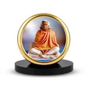 Car Dashboard/Table Top Swami Vishnudevananda Saraswati Metal Golden Photo Stand 2x2 Inches, Compact & Stylish Spiritual Display For Car, Home & Office (Pack Of 1) (F24844) Car Dashboard/Table Top Swami Vishnudevananda Saraswati Metal Golden Photo Stand 2x2 Inches, Compact & Stylish Spiritual Display For Car, Home & Office (Pack Of 1) (F24844)