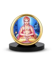 Car Dashboard/Table Top  Sant Dnyaneshwar Maharaj Metal Golden Photo Stand  2x2 Inches, Compact & Stylish Spiritual Display For Car, Home & Office (Pack Of 1) (F24590)