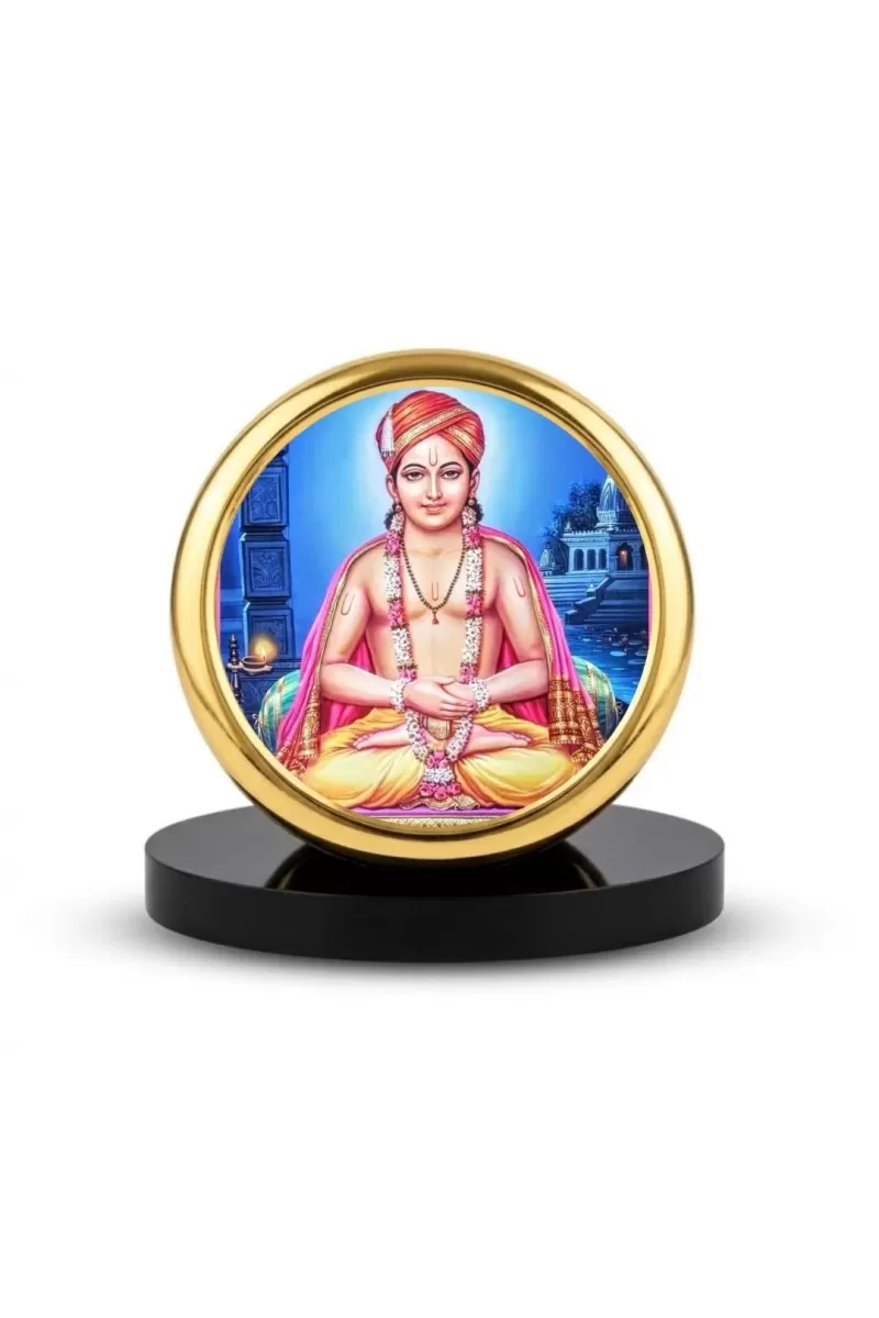 Car Dashboard/Table Top  Sant Dnyaneshwar Maharaj Metal Golden Photo Stand  2x2 Inches, Compact & Stylish Spiritual Display For Car, Home & Office (Pack Of 1) (F24590)
