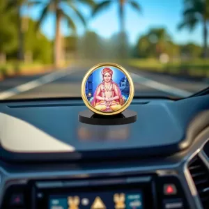 Car Dashboard/Table Top Sant Dnyaneshwar Maharaj Metal Golden Photo Stand 2x2 Inches, Compact & Stylish Spiritual Display For Car, Home & Office (Pack Of 1) (F24590) Car Dashboard/Table Top Sant Dnyaneshwar Maharaj Metal Golden Photo Stand 2x2 Inches, Compact & Stylish Spiritual Display For Car, Home & Office (Pack Of 1) (F24590)