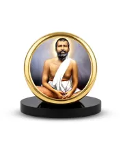 Car Dashboard/Table Top Sri Ramakrishna Paramahansa Metal Golden Photo Stand  2x2 Inches, Compact & Stylish Spiritual Display For Car, Home & Office (Pack Of 1) (F24847)