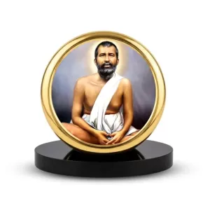 Car Dashboard/Table Top Sri Ramakrishna Paramahansa Metal Golden Photo Stand  2x2 Inches, Compact & Stylish Spiritual Display For Car, Home & Office (Pack Of 1) (F24847)