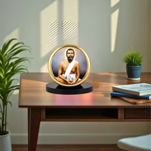 Car Dashboard/Table Top Sri Ramakrishna Paramahansa Metal Golden Photo Stand  2x2 Inches, Compact & Stylish Spiritual Display For Car, Home & Office (Pack Of 1) (F24847)
