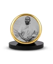 Car Dashboard/Table Top Swami Brahmananda Metal Golden Photo Stand  2x2 Inches, Compact & Stylish Spiritual Display For Car, Home & Office (Pack Of 1) (F24592)