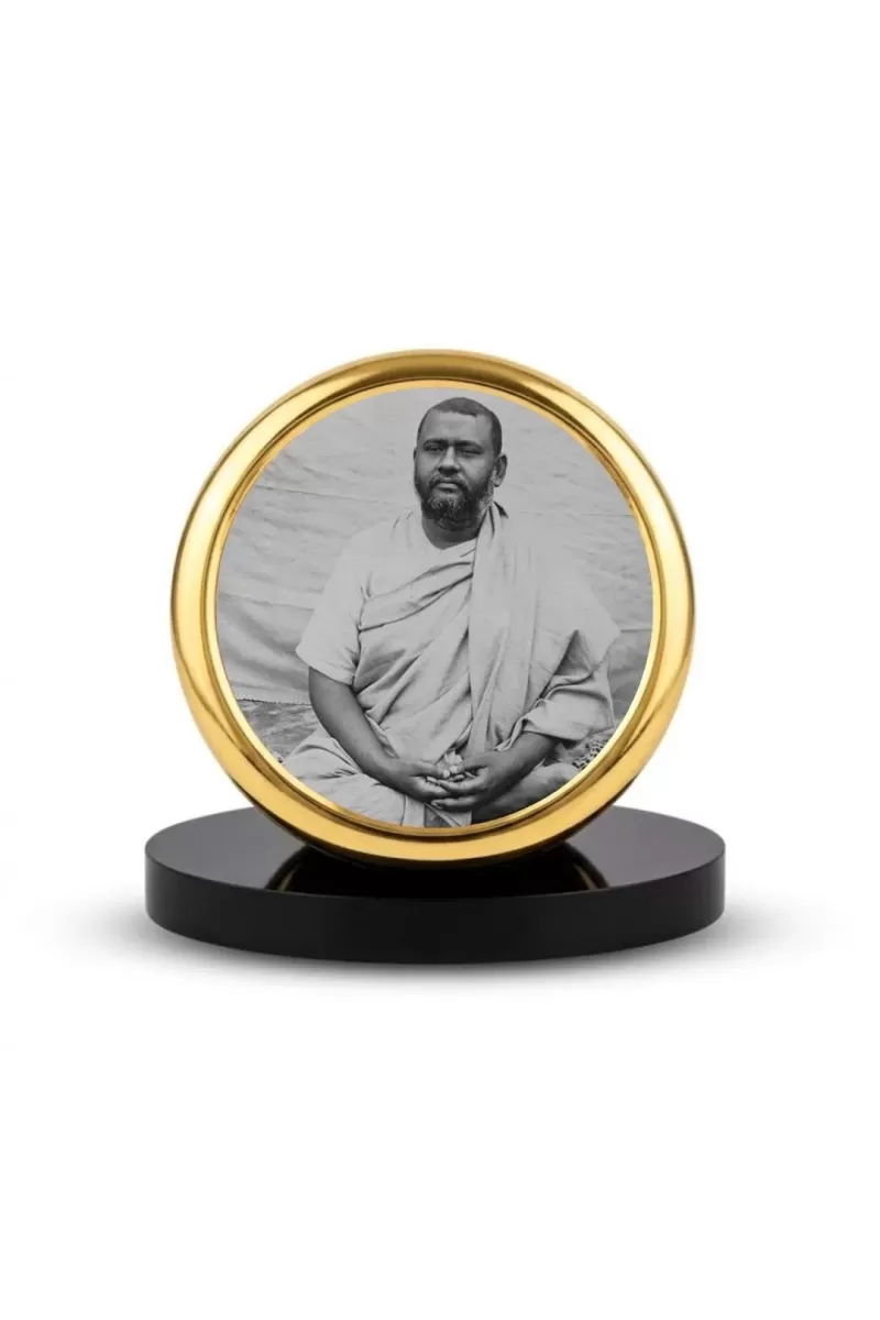 Car Dashboard/Table Top Swami Brahmananda Metal Golden Photo Stand  2x2 Inches, Compact & Stylish Spiritual Display For Car, Home & Office (Pack Of 1) (F24592)