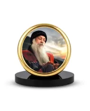 Car Dashboard/Table Top Acharya Rajneesh Metal Golden Photo Stand  2x2 Inches, Compact & Stylish Spiritual Display For Car, Home & Office (Pack Of 1) (F24597)