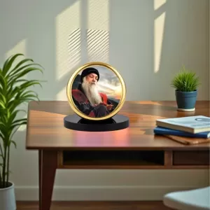 Car Dashboard/Table Top Acharya Rajneesh Metal Golden Photo Stand 2x2 Inches, Compact & Stylish Spiritual Display For Car, Home & Office (Pack Of 1) (F24597) Car Dashboard/Table Top Acharya Rajneesh Metal Golden Photo Stand 2x2 Inches, Compact & Stylish Spiritual Display For Car, Home & Office (Pack Of 1) (F24597)
