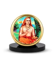 Car Dashboard/Table Top Adi Shankaracharya Metal Golden Photo Stand  2x2 Inches, Compact & Stylish Spiritual Display For Car, Home & Office (Pack Of 1) (F24848)