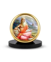 Car Dashboard/Table Top Rishi  Ved Vyas Metal Golden Photo Stand  2x2 Inches, Compact & Stylish Spiritual Display For Car, Home & Office (Pack Of 1) (F24852)