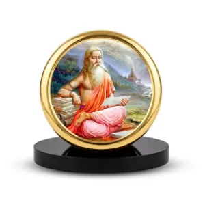 Car Dashboard/Table Top Rishi Ved Vyas Metal Golden Photo Stand 2x2 Inches, Compact & Stylish Spiritual Display For Car, Home & Office (Pack Of 1) (F24852) Car Dashboard/Table Top Rishi Ved Vyas Metal Golden Photo Stand 2x2 Inches, Compact & Stylish Spiritual Display For Car, Home & Office (Pack Of 1) (F24852)